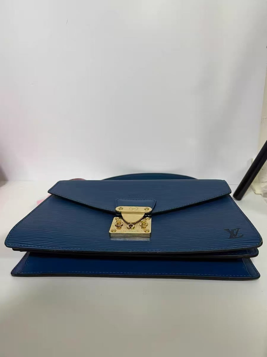 Louis Vuitton Concorde Blue Epi Leather Top Handle Bag