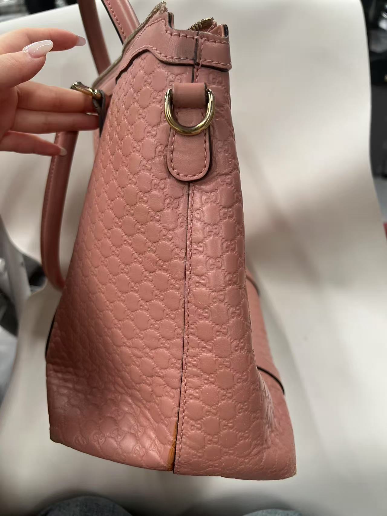 Gucci GG Guccissima Pink Leather Boston Satchel Bag