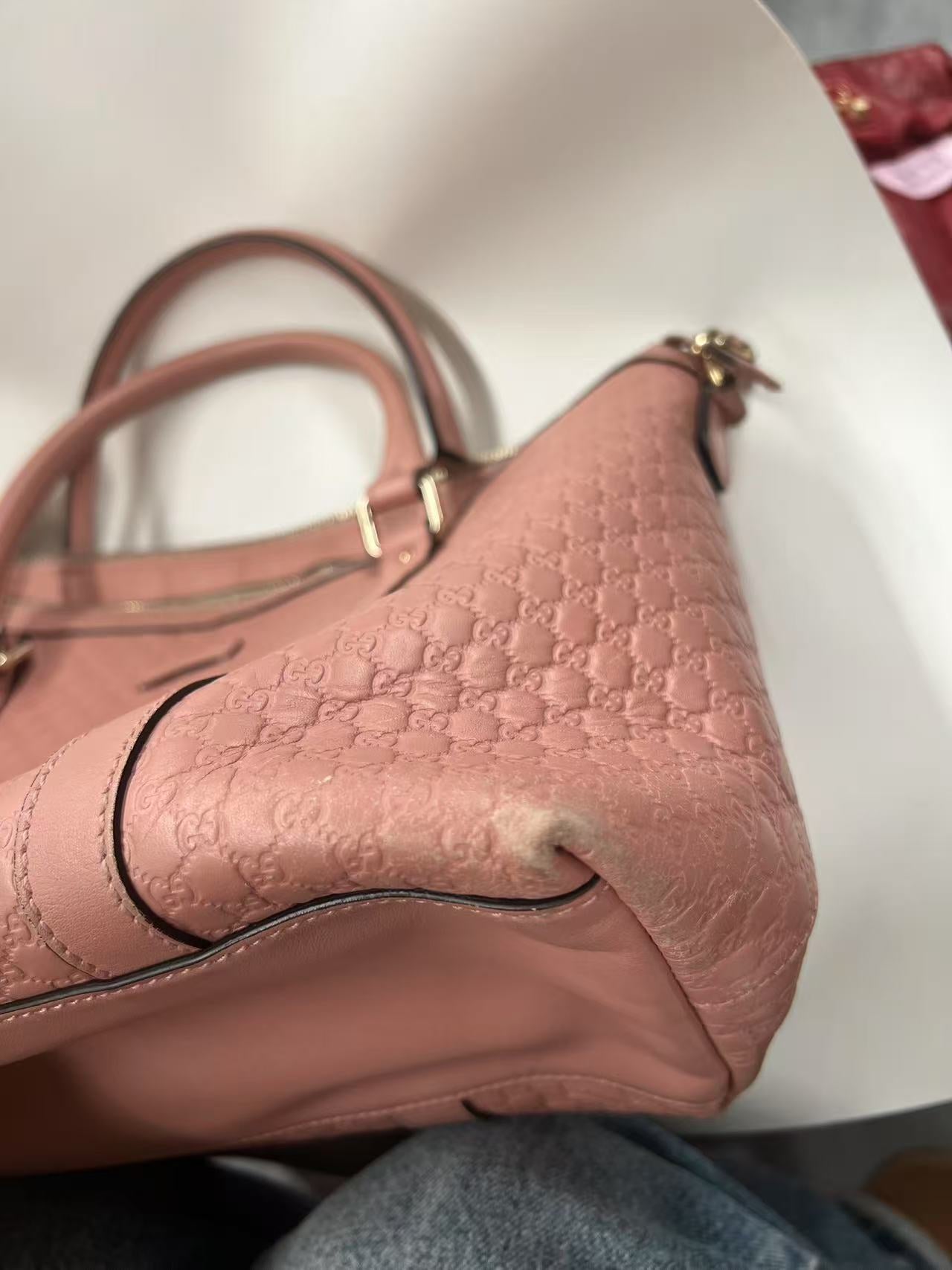 Gucci GG Guccissima Pink Leather Boston Satchel Bag