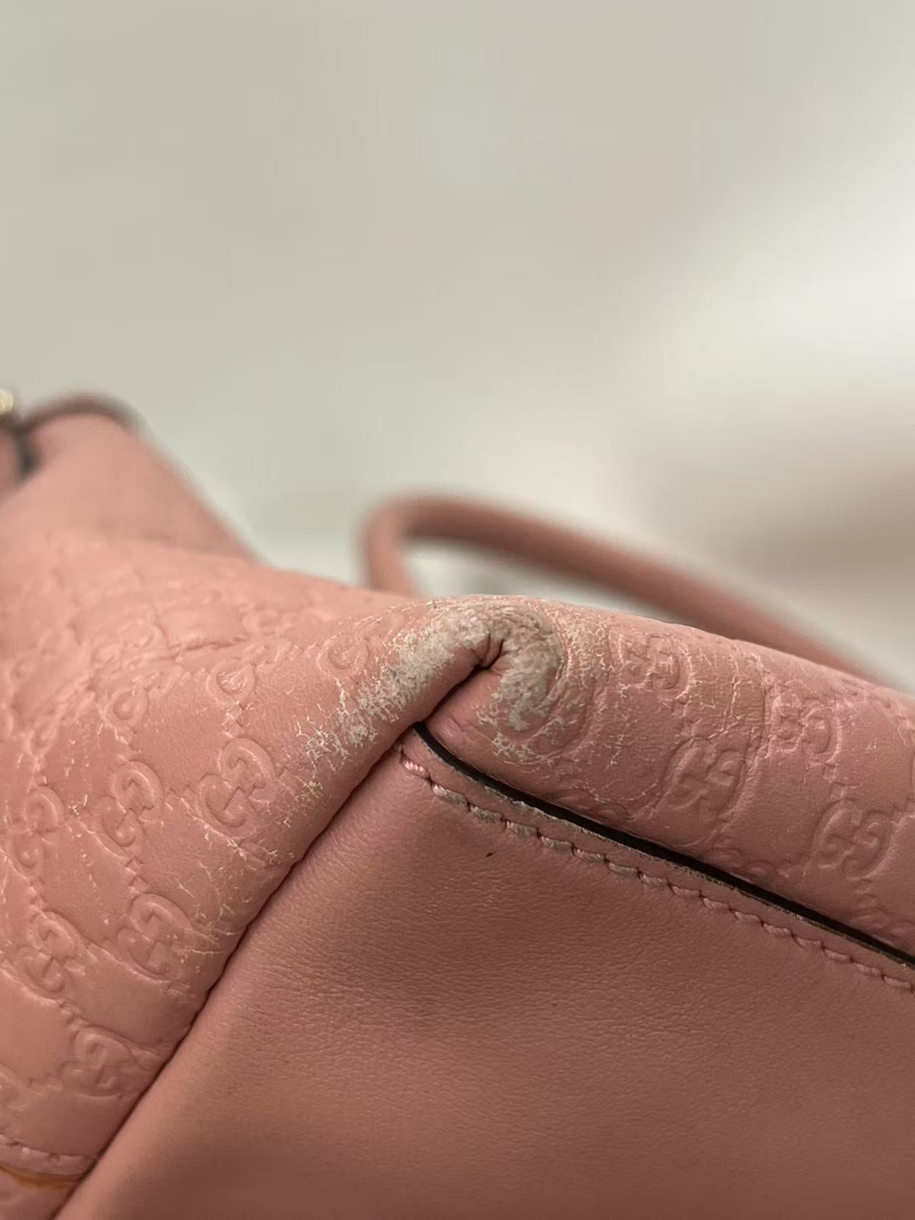 Gucci GG Guccissima Pink Leather Boston Satchel Bag
