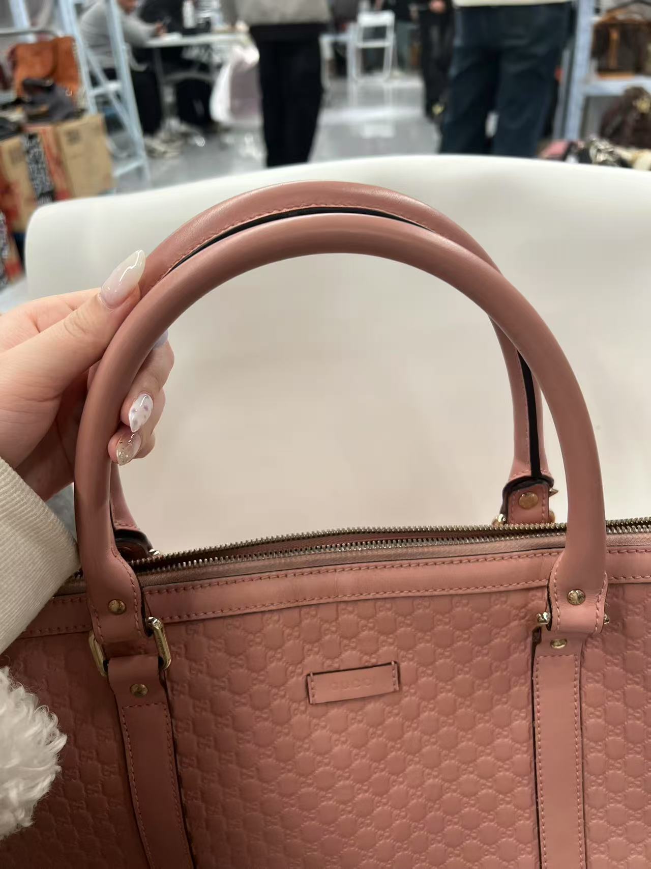 Gucci GG Guccissima Pink Leather Boston Satchel Bag