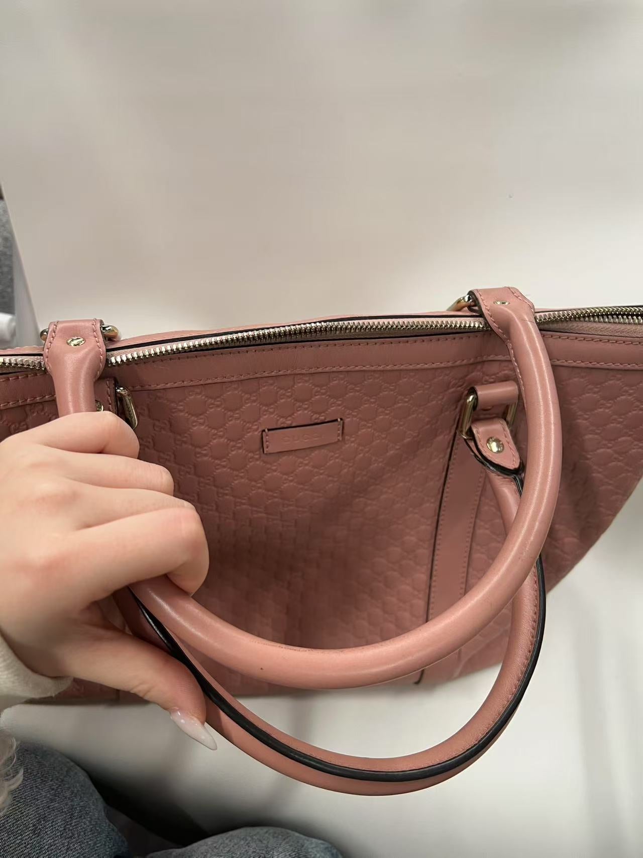 Gucci GG Guccissima Pink Leather Boston Satchel Bag