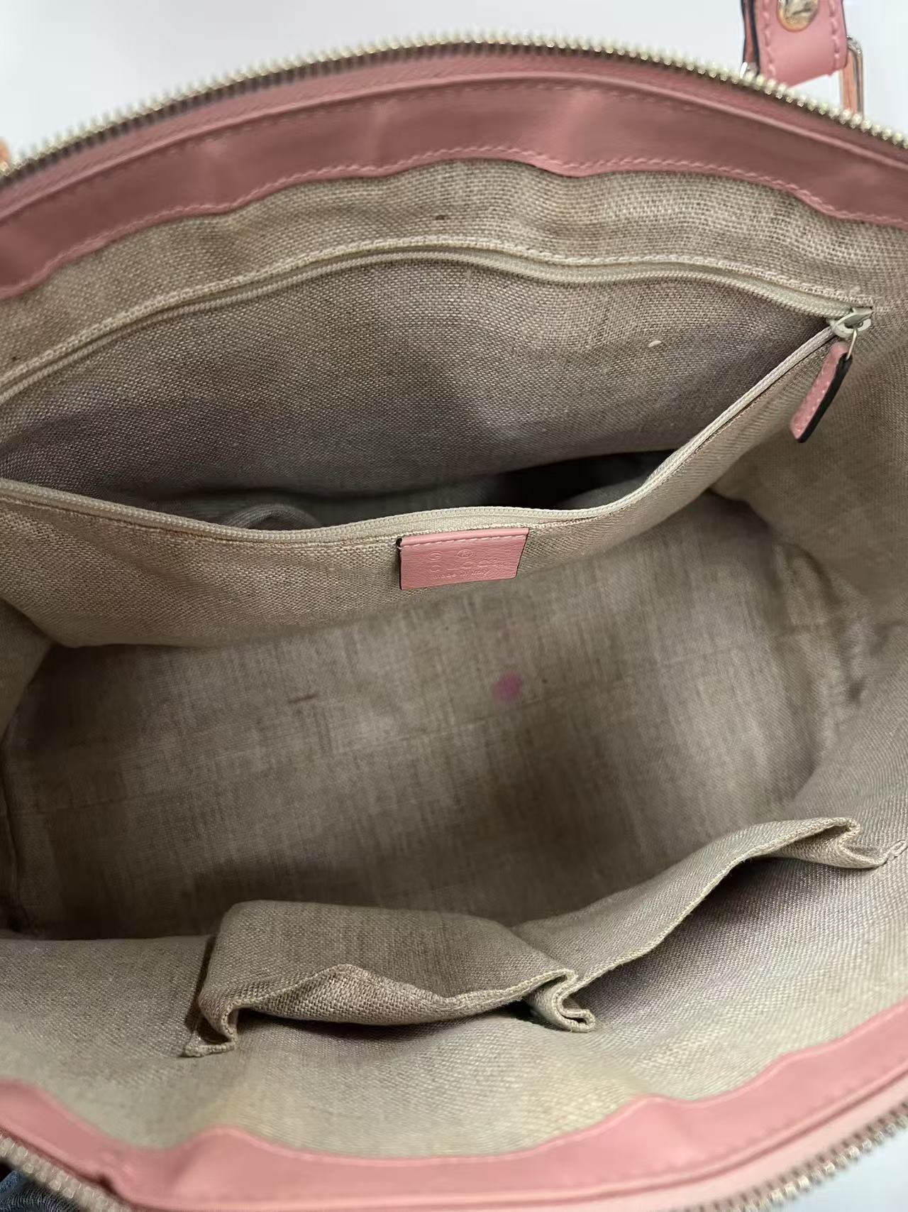 Gucci GG Guccissima Pink Leather Boston Satchel Bag