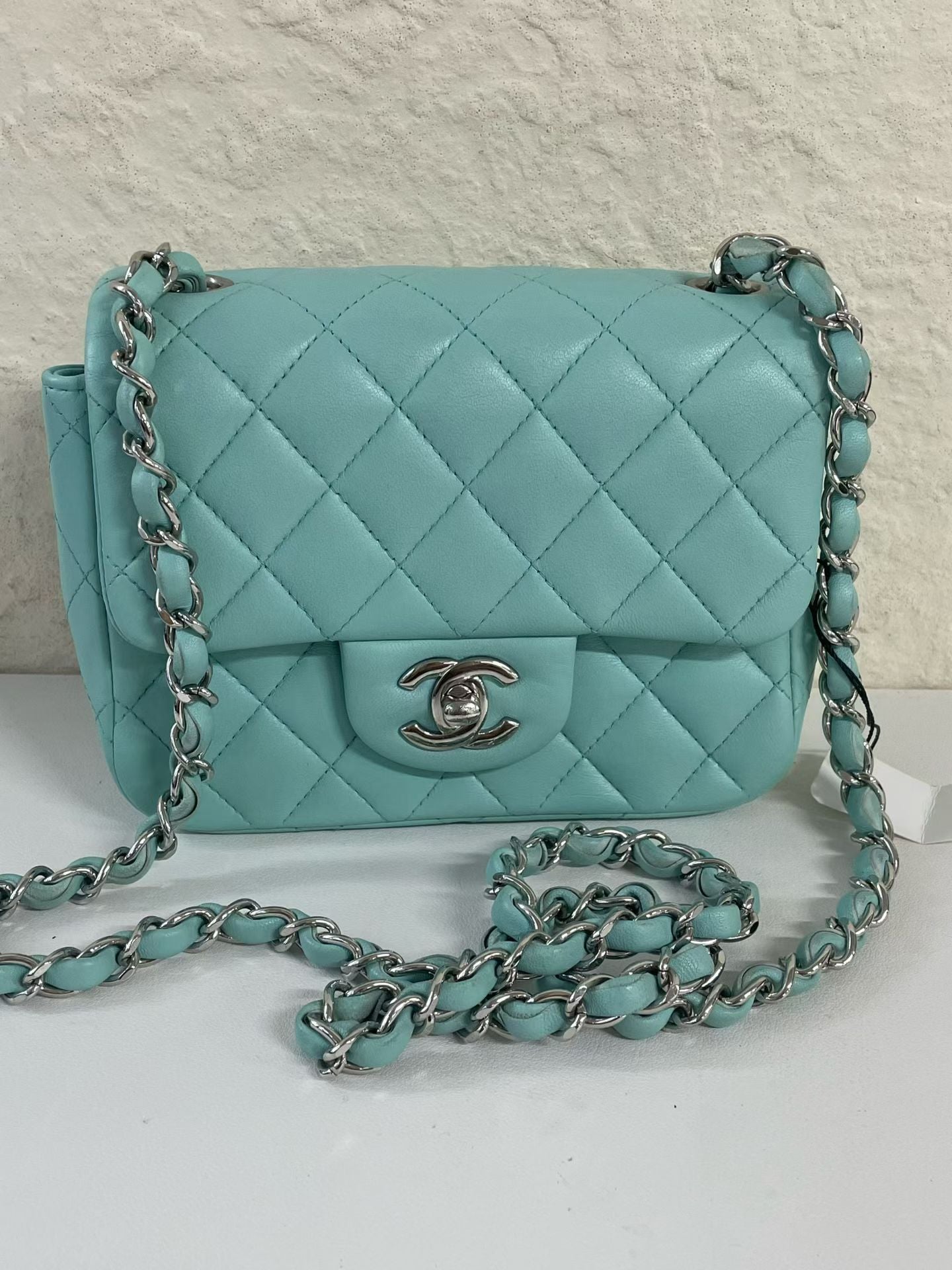 Chanel Classic Flap Mini Turquoise Lambskin Bag
