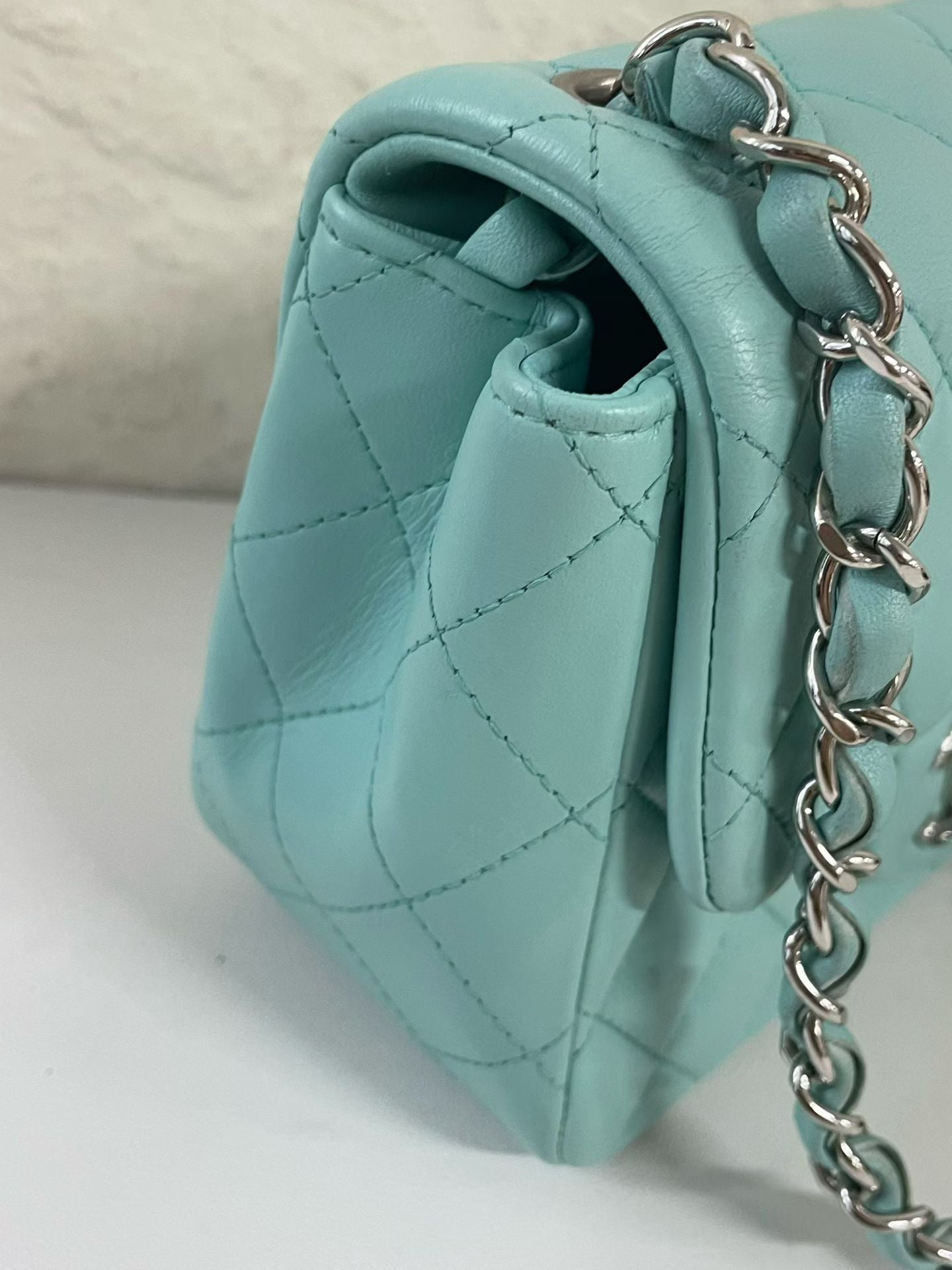 Chanel Classic Flap Mini Turquoise Lambskin Bag