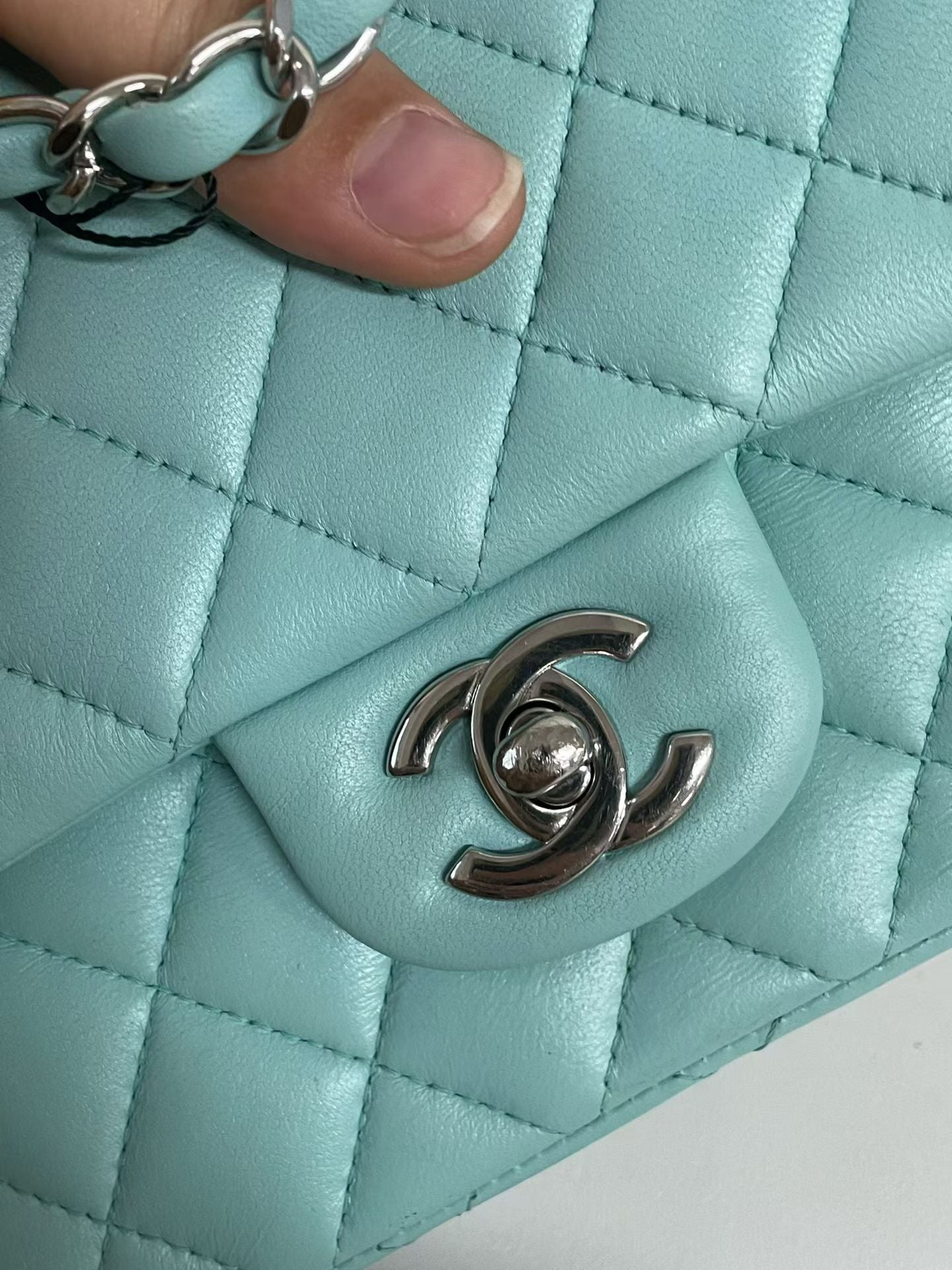 Chanel Classic Flap Mini Turquoise Lambskin Bag