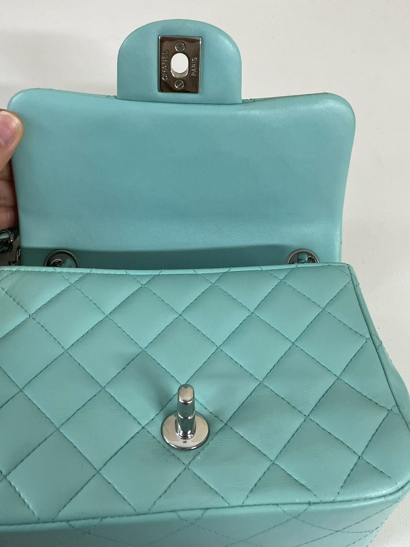 Chanel Classic Flap Mini Turquoise Lambskin Bag