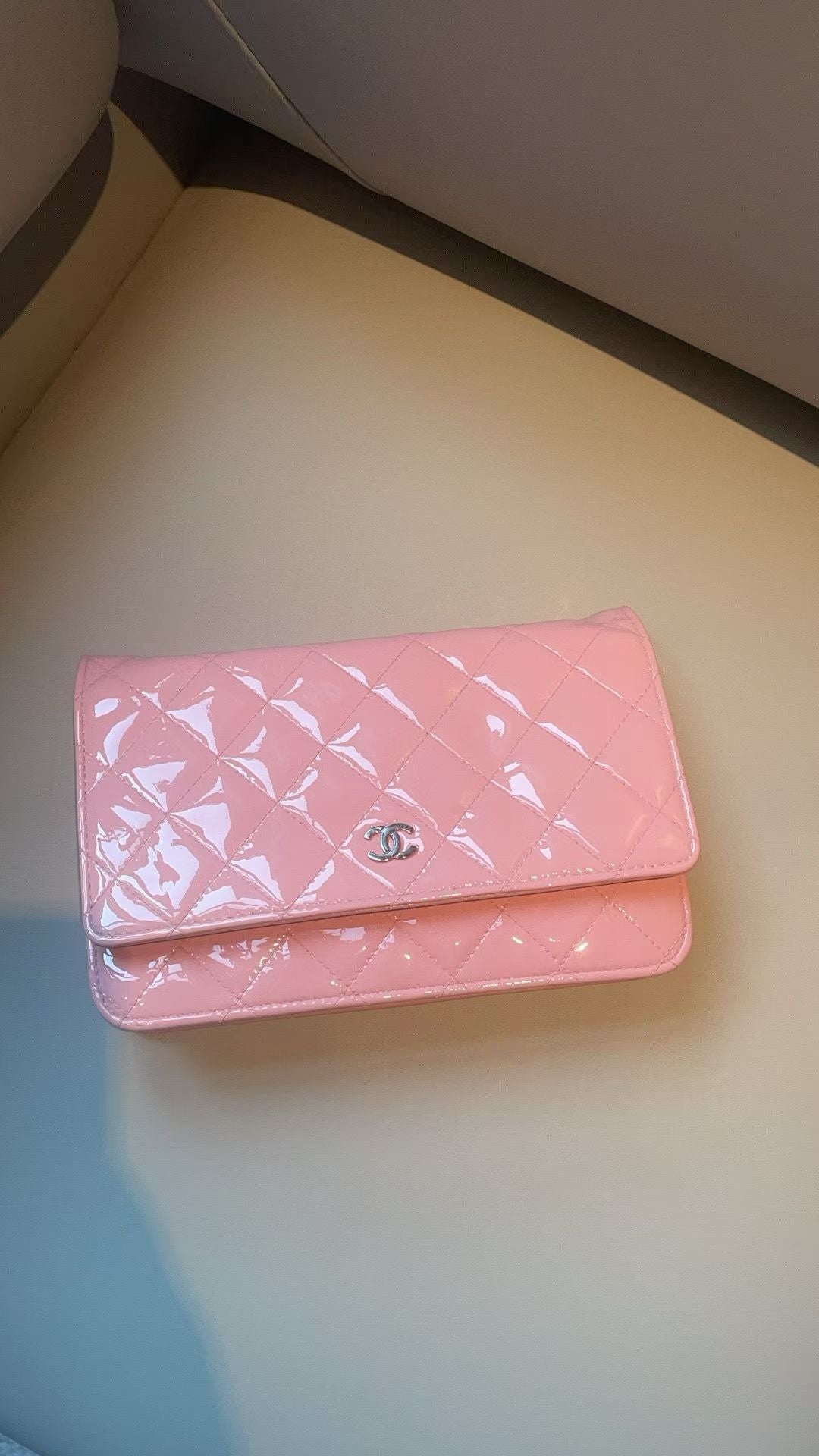 Chanel Classic Quilted Patent Leather Wallet on Chain (WOC)