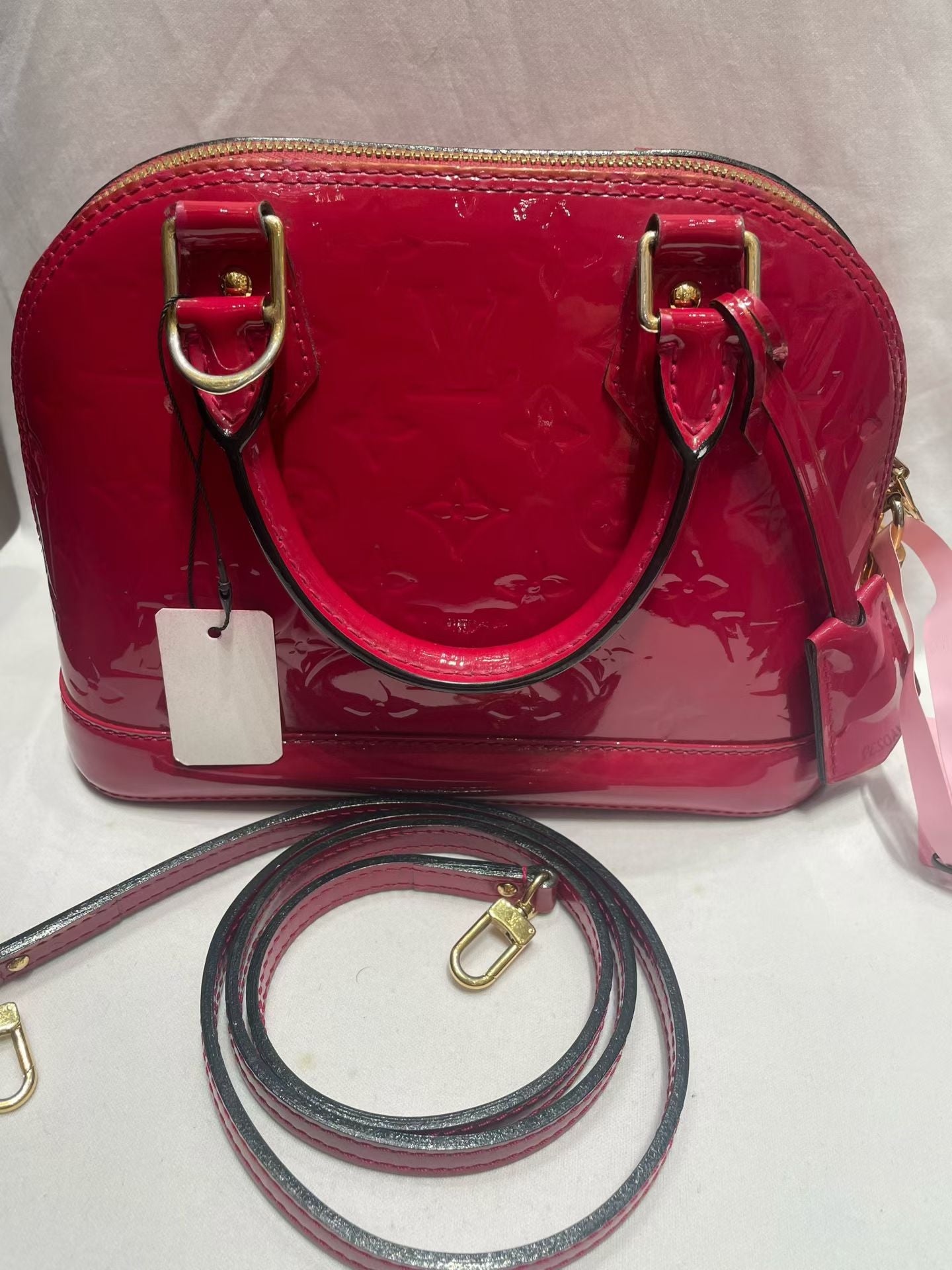Louis Vuitton Alma BB Monogram Vernis Red Patent Leather Bag