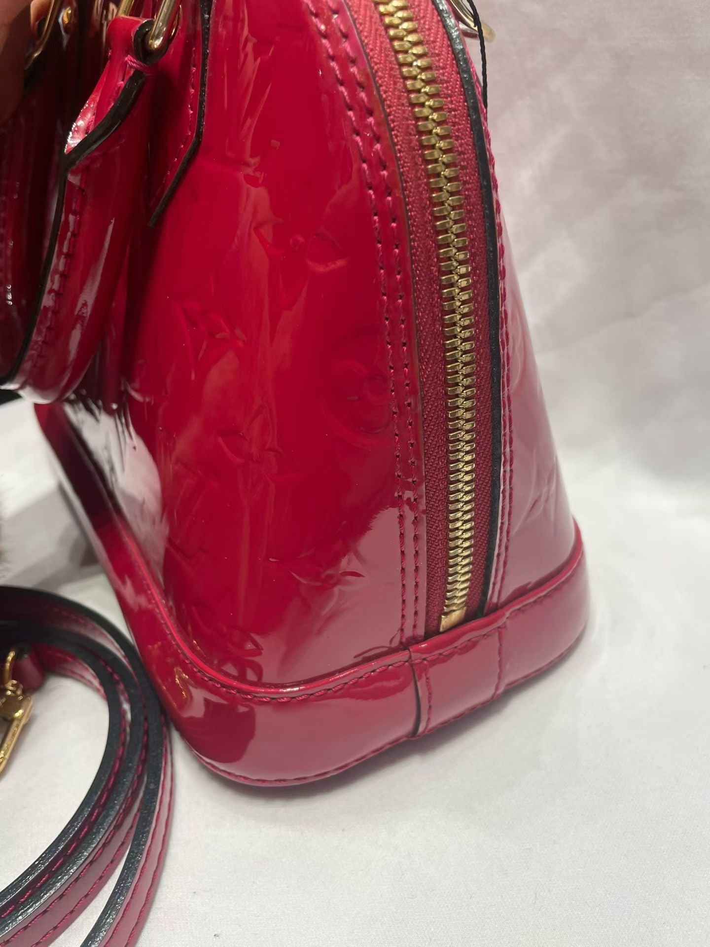 Louis Vuitton Alma BB Monogram Vernis Red Patent Leather Bag
