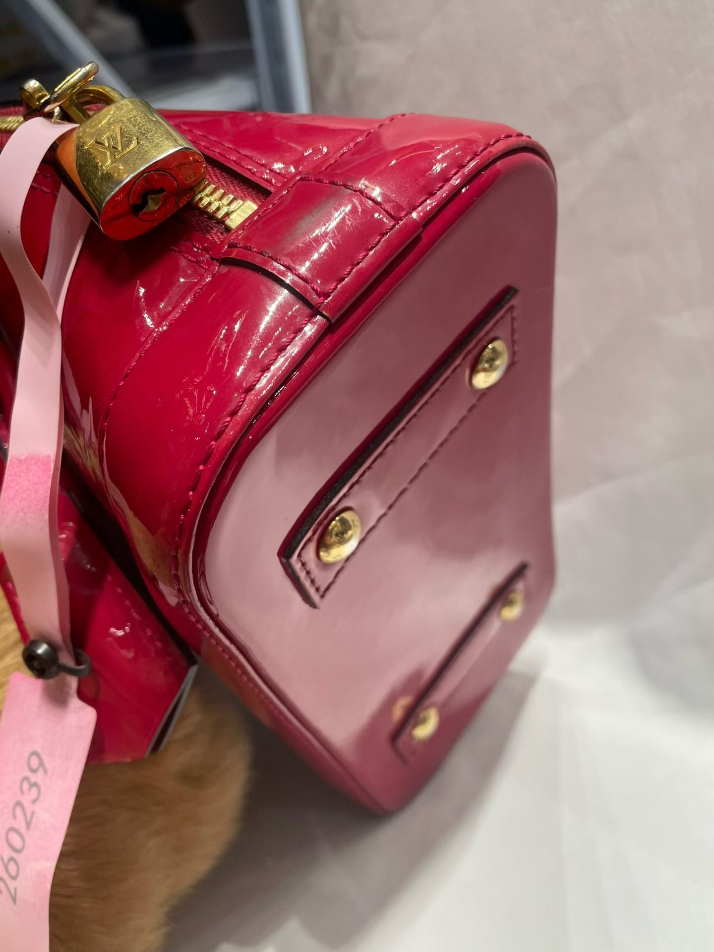 Louis Vuitton Alma BB Monogram Vernis Red Patent Leather Bag