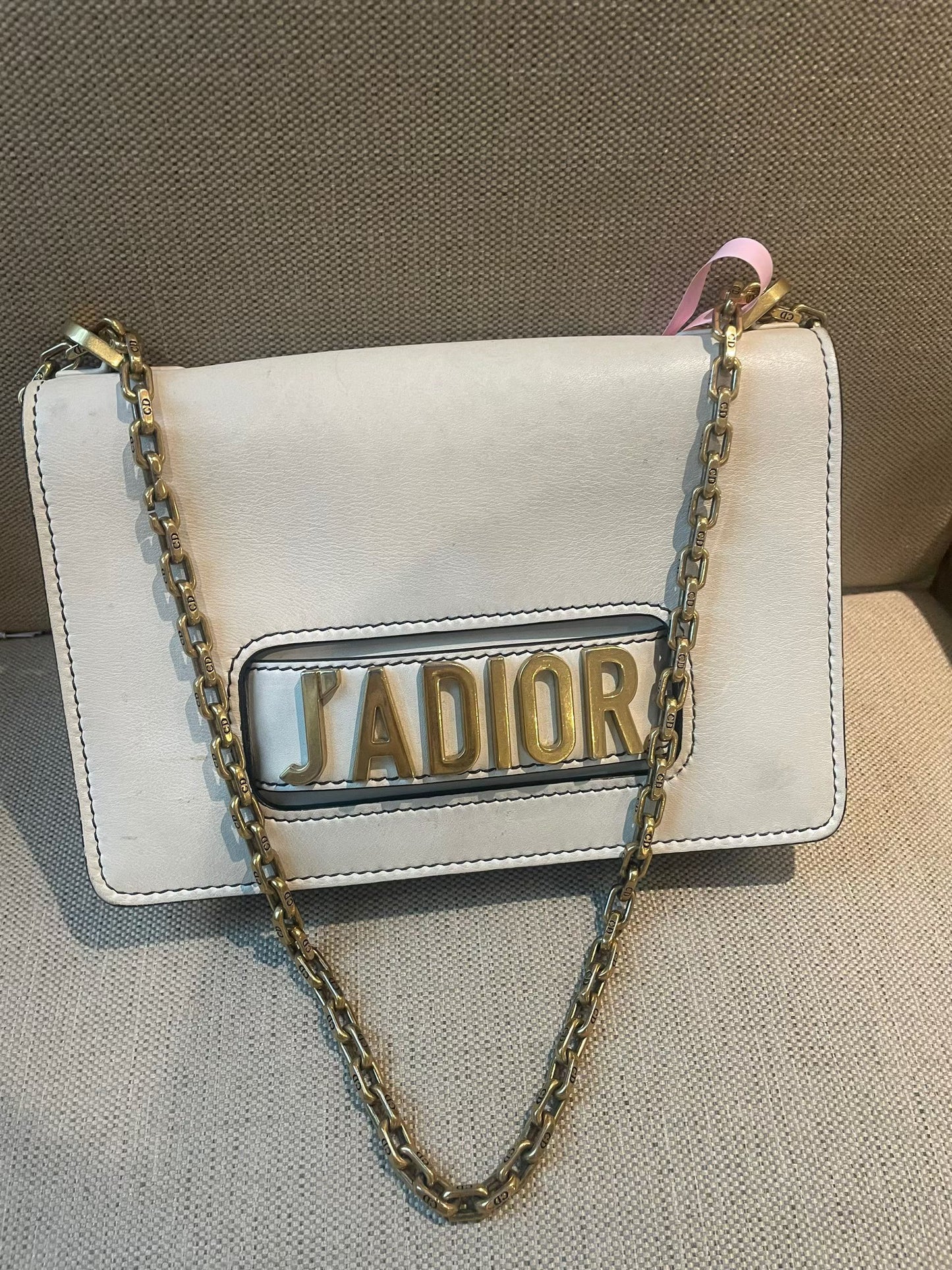 Christian Dior J'Adior White Leather Chain Bag