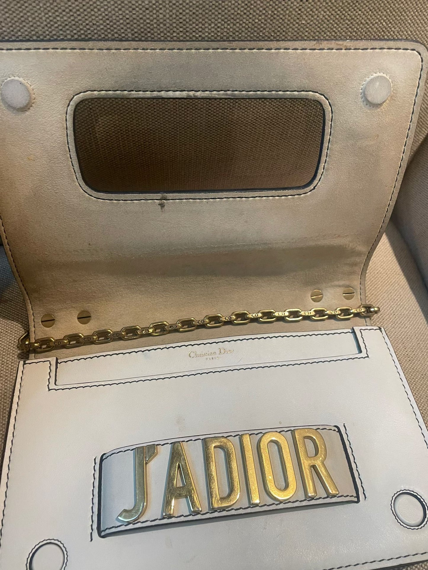 Christian Dior J'Adior White Leather Chain Bag