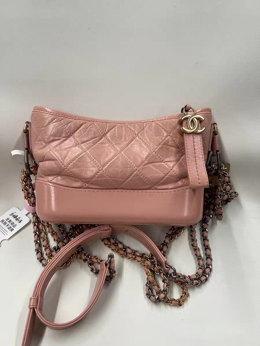 Chanel Gabrielle Small Hobo Bag Pink Quilted Leath