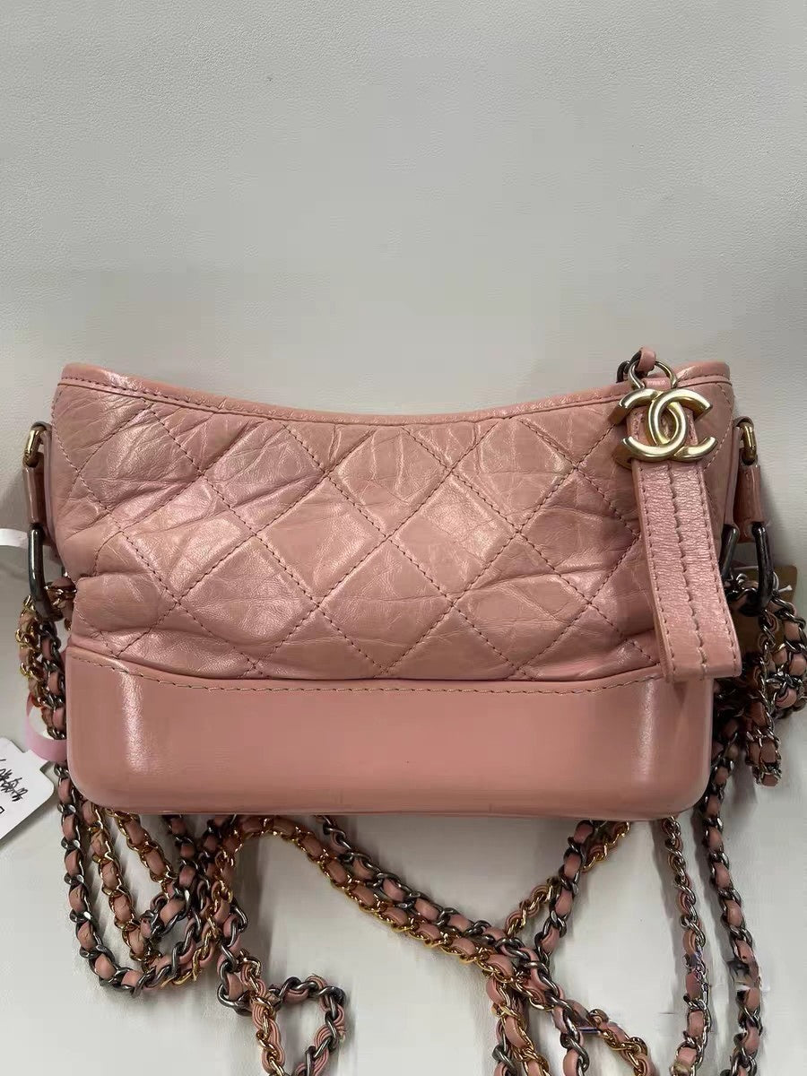 Chanel Gabrielle Small Hobo Bag Pink Quilted Leath