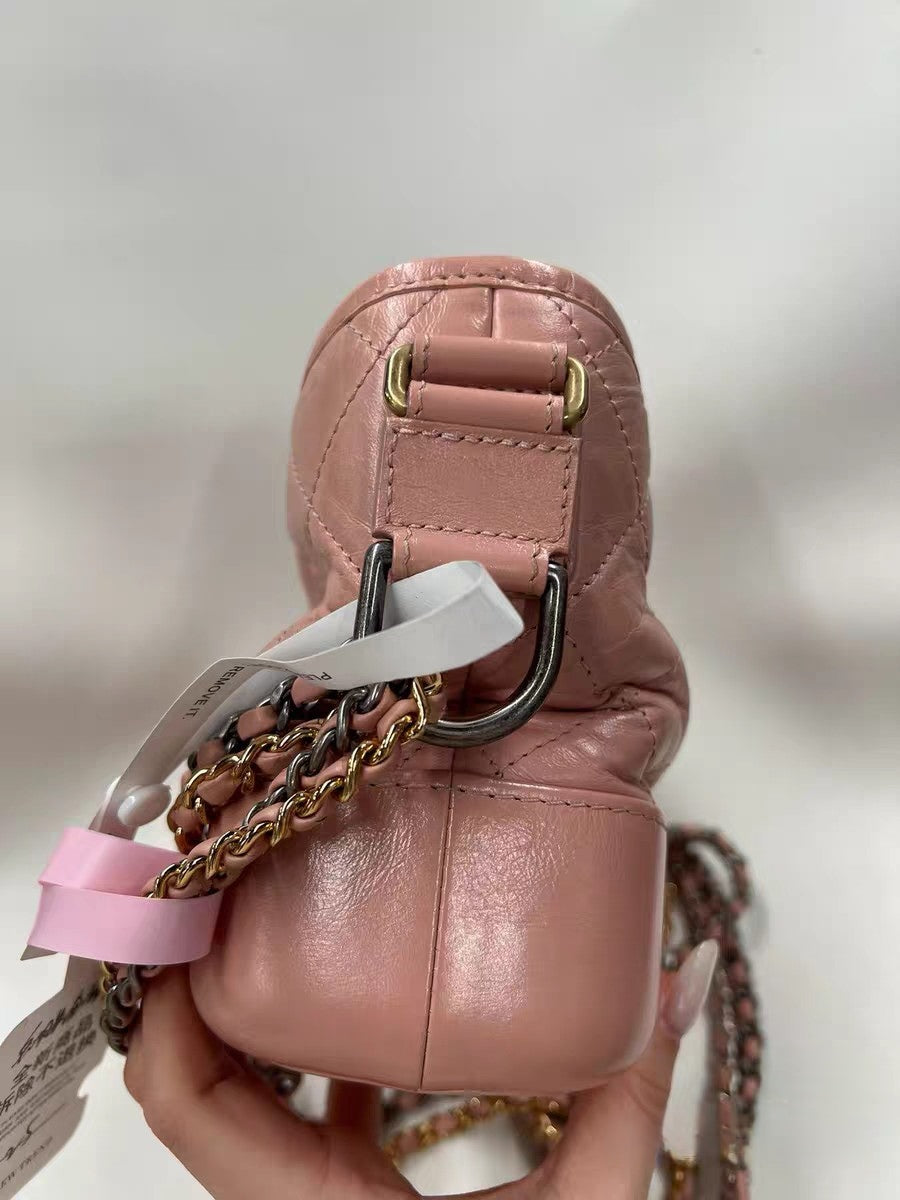 Chanel Gabrielle Small Hobo Bag Pink Quilted Leath