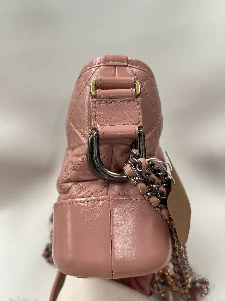 Chanel Gabrielle Small Hobo Bag Pink Quilted Leath