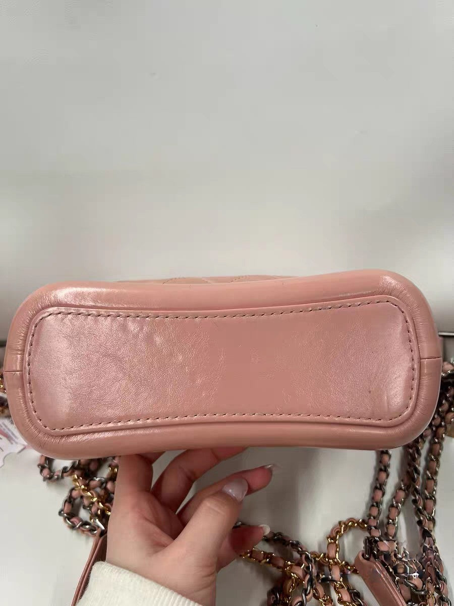 Chanel Gabrielle Small Hobo Bag Pink Quilted Leath