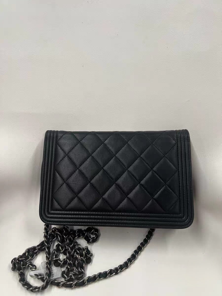 Chanel Boy Wallet on Chain (WOC) Black Quilted Lambskin Bag