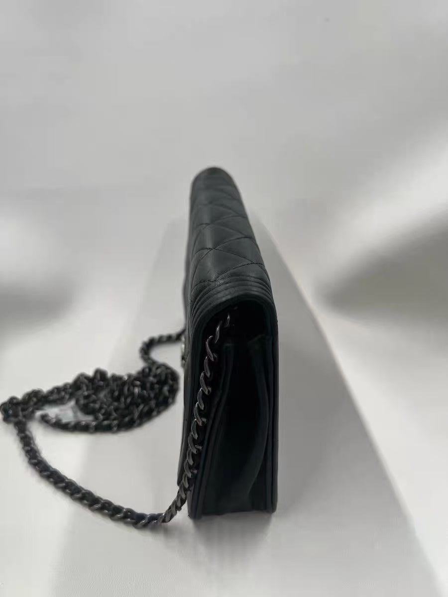 Chanel Boy Wallet on Chain (WOC) Black Quilted Lambskin Bag