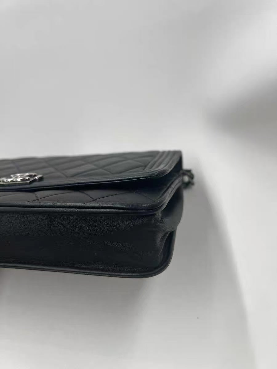Chanel Boy Wallet on Chain (WOC) Black Quilted Lambskin Bag