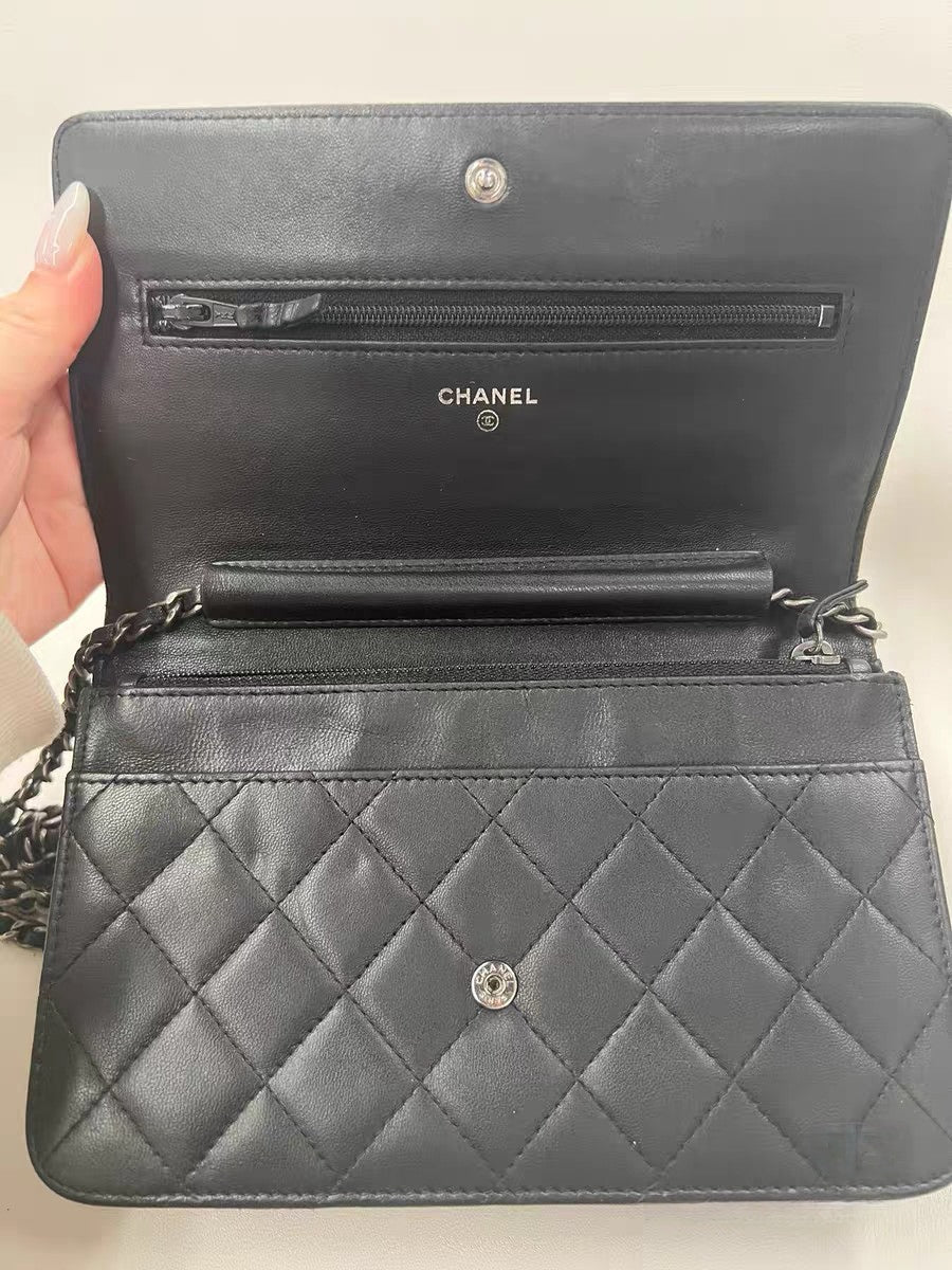 Chanel Boy Wallet on Chain (WOC) Black Quilted Lambskin Bag