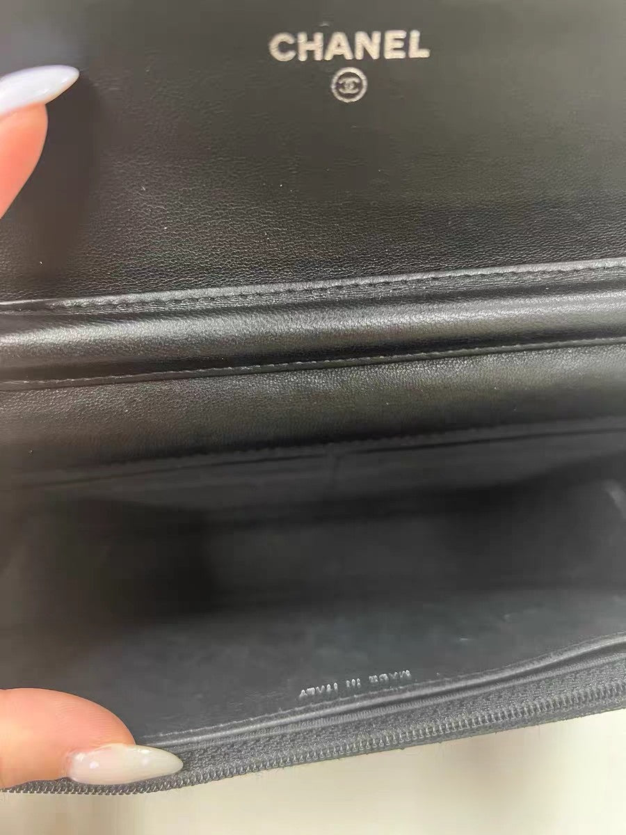 Chanel Boy Wallet on Chain (WOC) Black Quilted Lambskin Bag