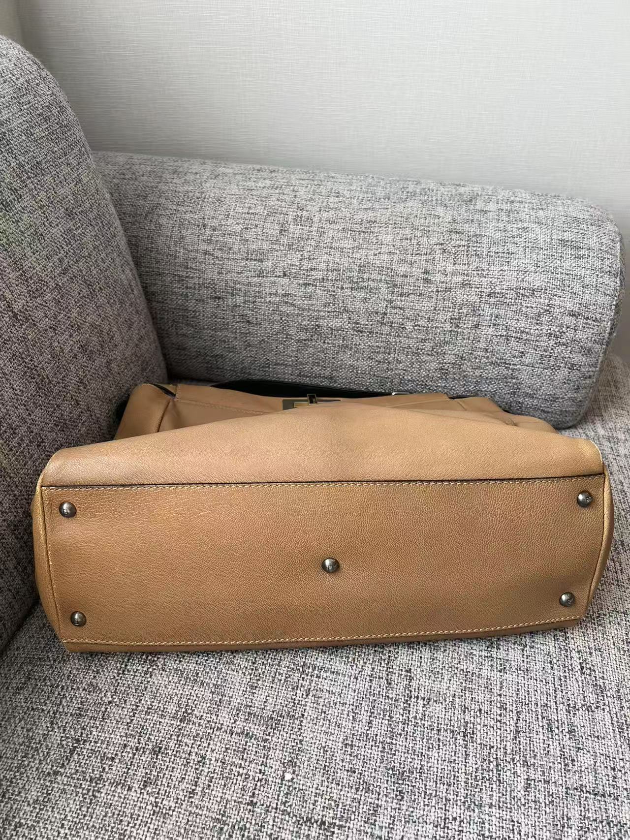 Fendi Peekaboo Medium Tan Calfskin Leather Bag