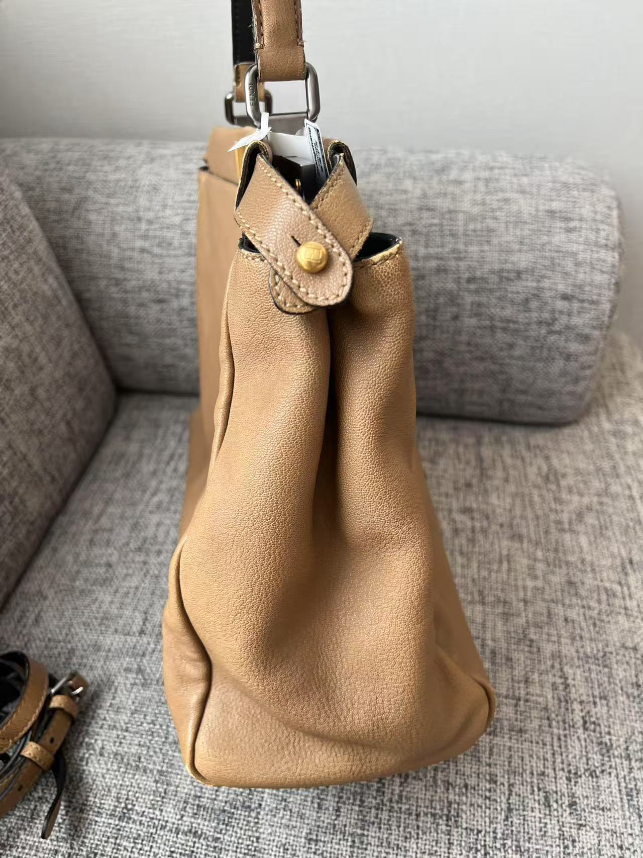 Fendi Peekaboo Medium Tan Calfskin Leather Bag