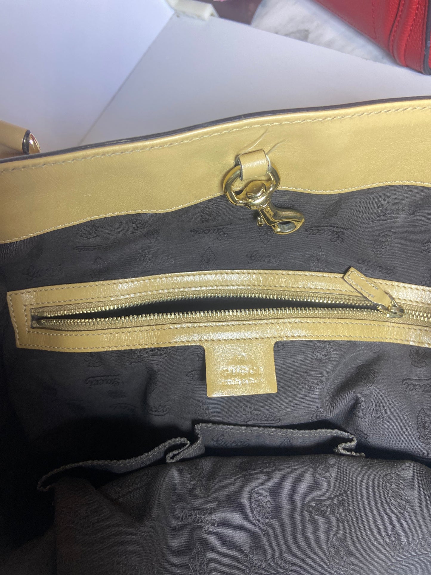 Gucci Ophidia Beige GG Canvas Cloth Shopping Tote Bag
