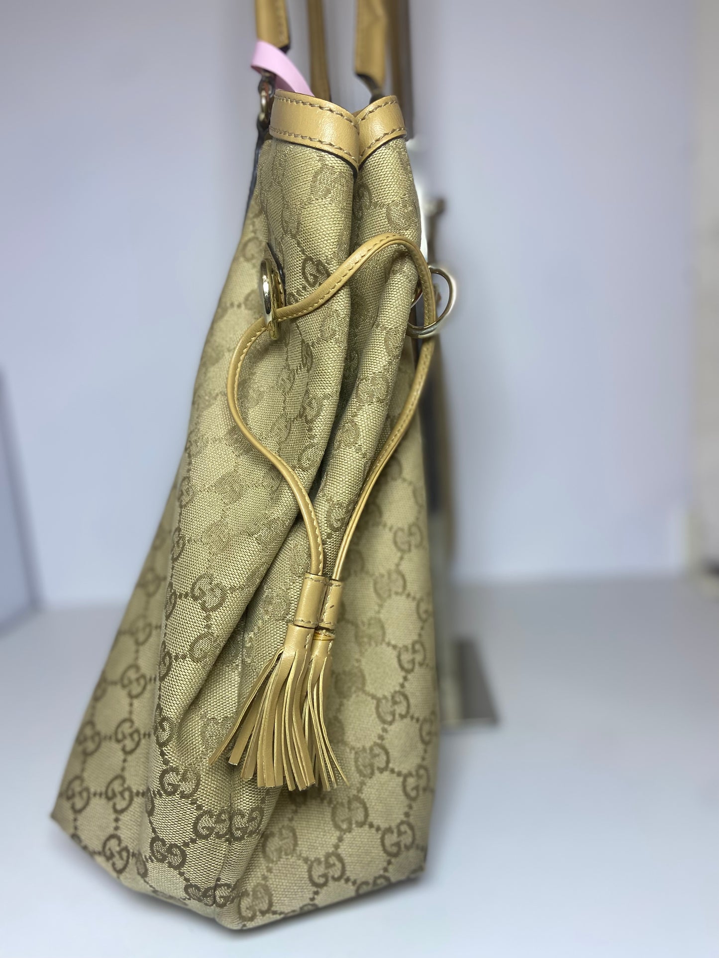Gucci Ophidia Beige GG Canvas Cloth Shopping Tote Bag