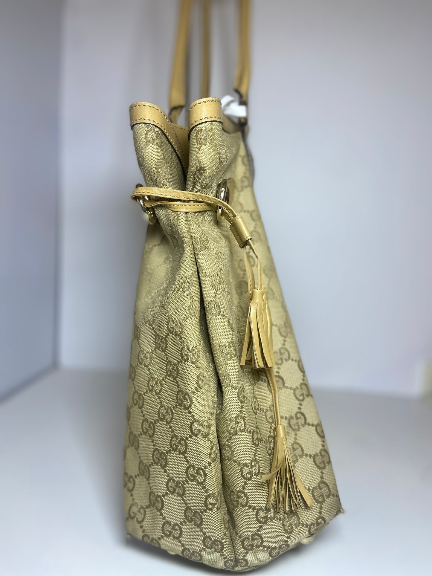 Gucci Ophidia Beige GG Canvas Cloth Shopping Tote Bag