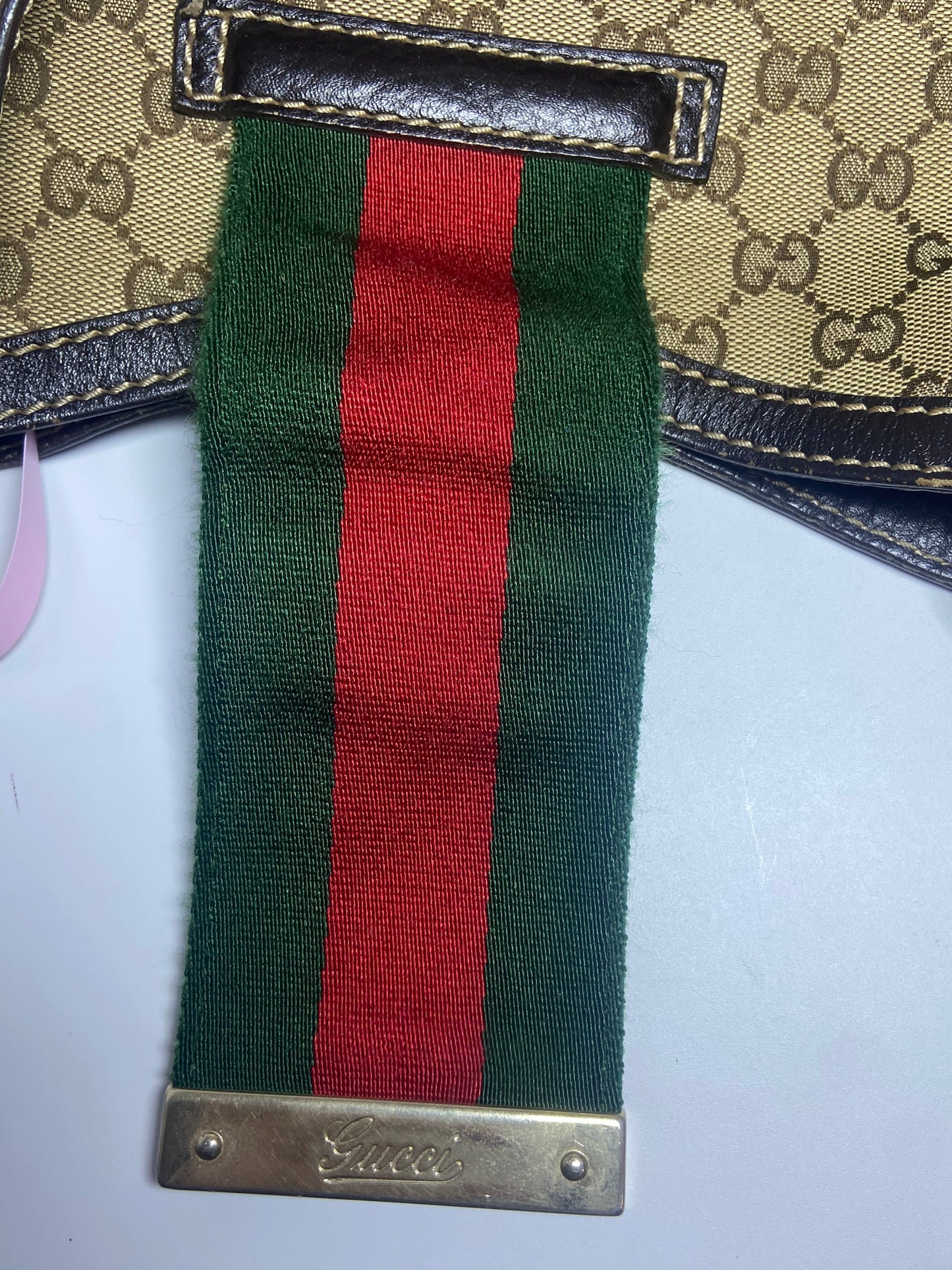 Gucci GG Monogram Canvas Web Stripe Hobo Bag