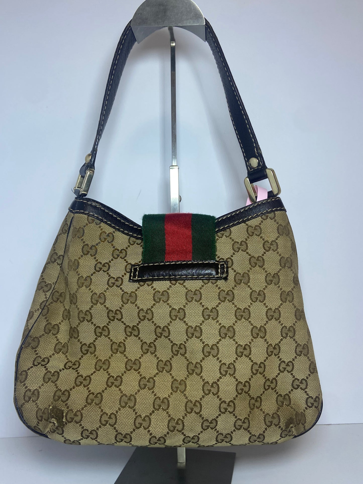 Gucci GG Monogram Canvas Web Stripe Hobo Bag