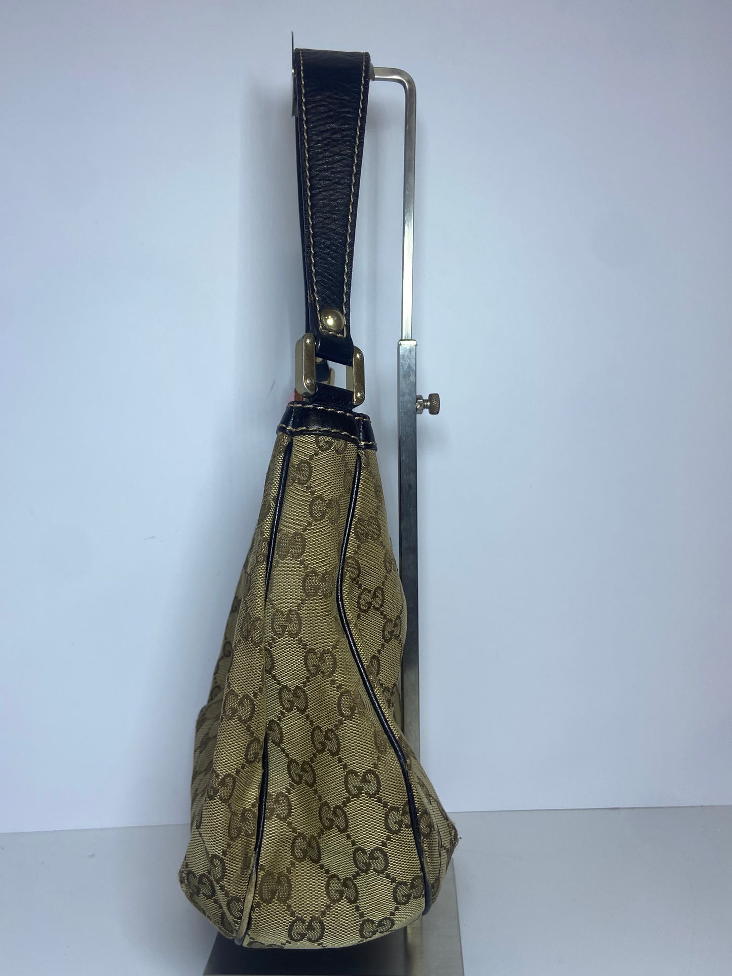 Gucci GG Monogram Canvas Web Stripe Hobo Bag