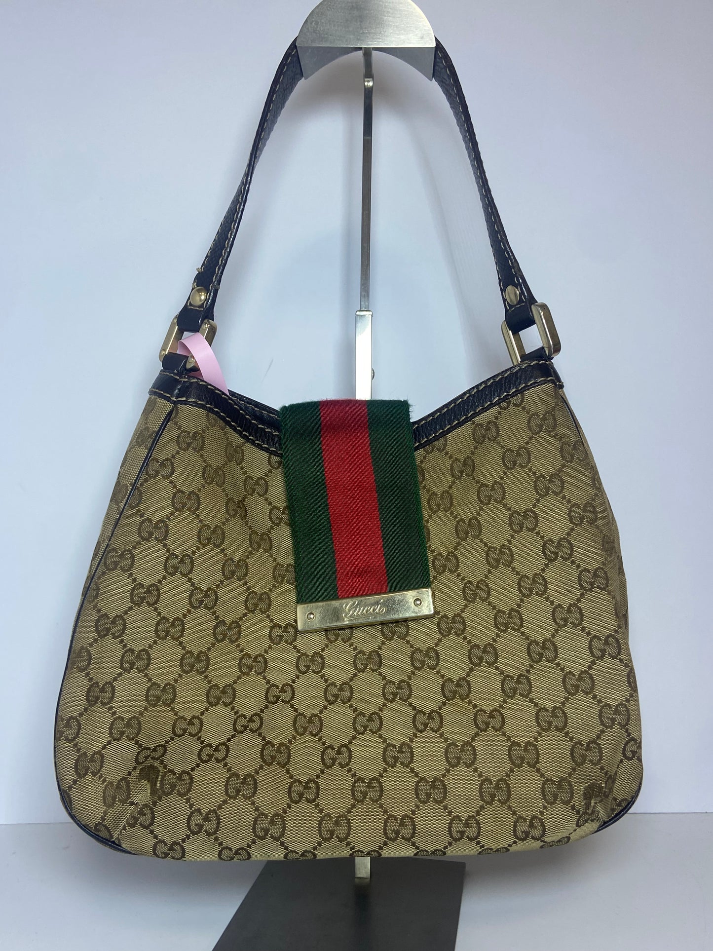 Gucci GG Monogram Canvas Web Stripe Hobo Bag