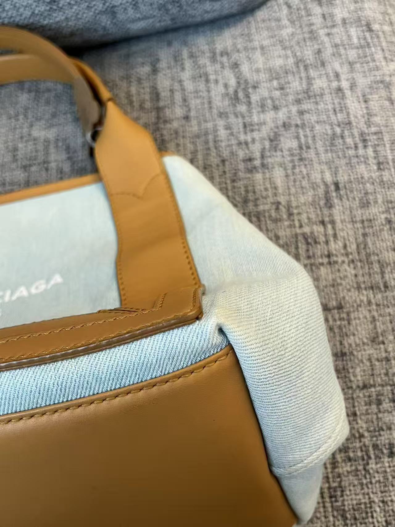 Balenciaga Medium Cabas Light Denim & Leather Tote Bag