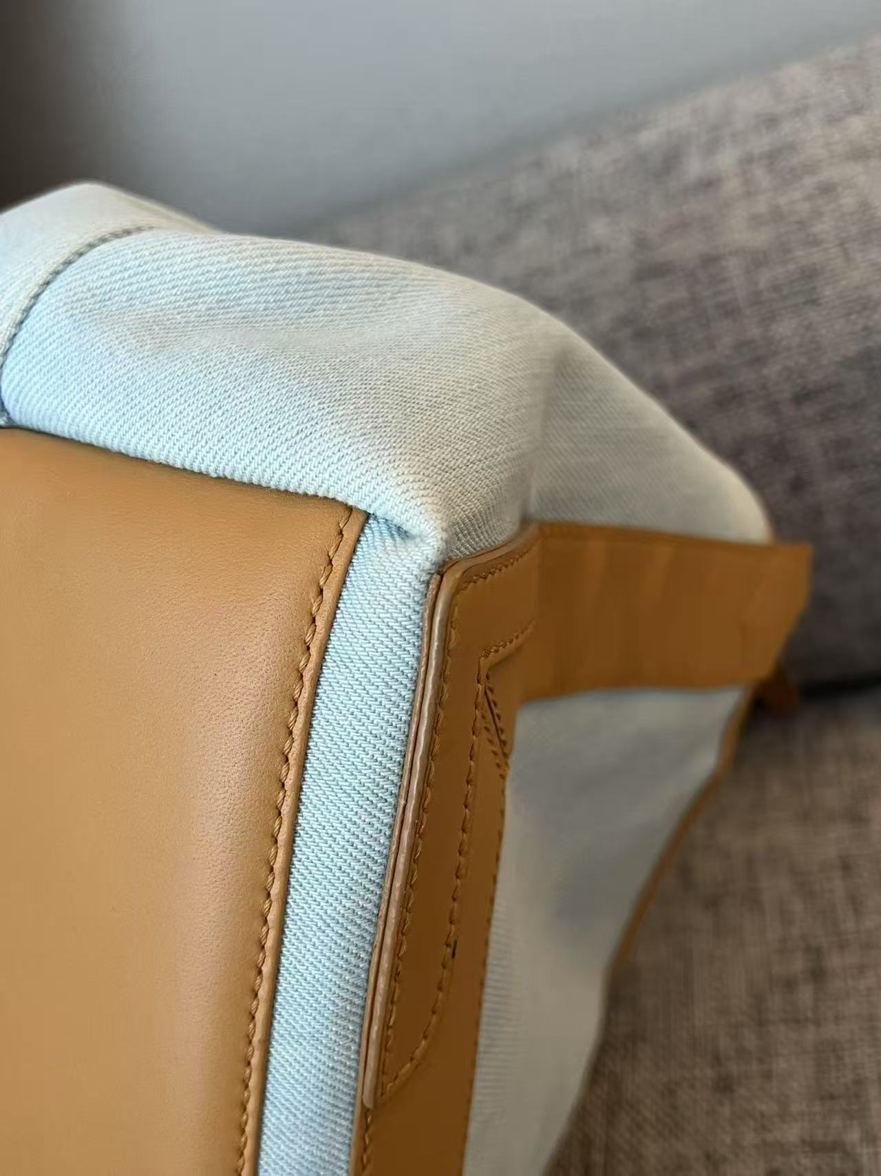 Balenciaga Medium Cabas Light Denim & Leather Tote Bag
