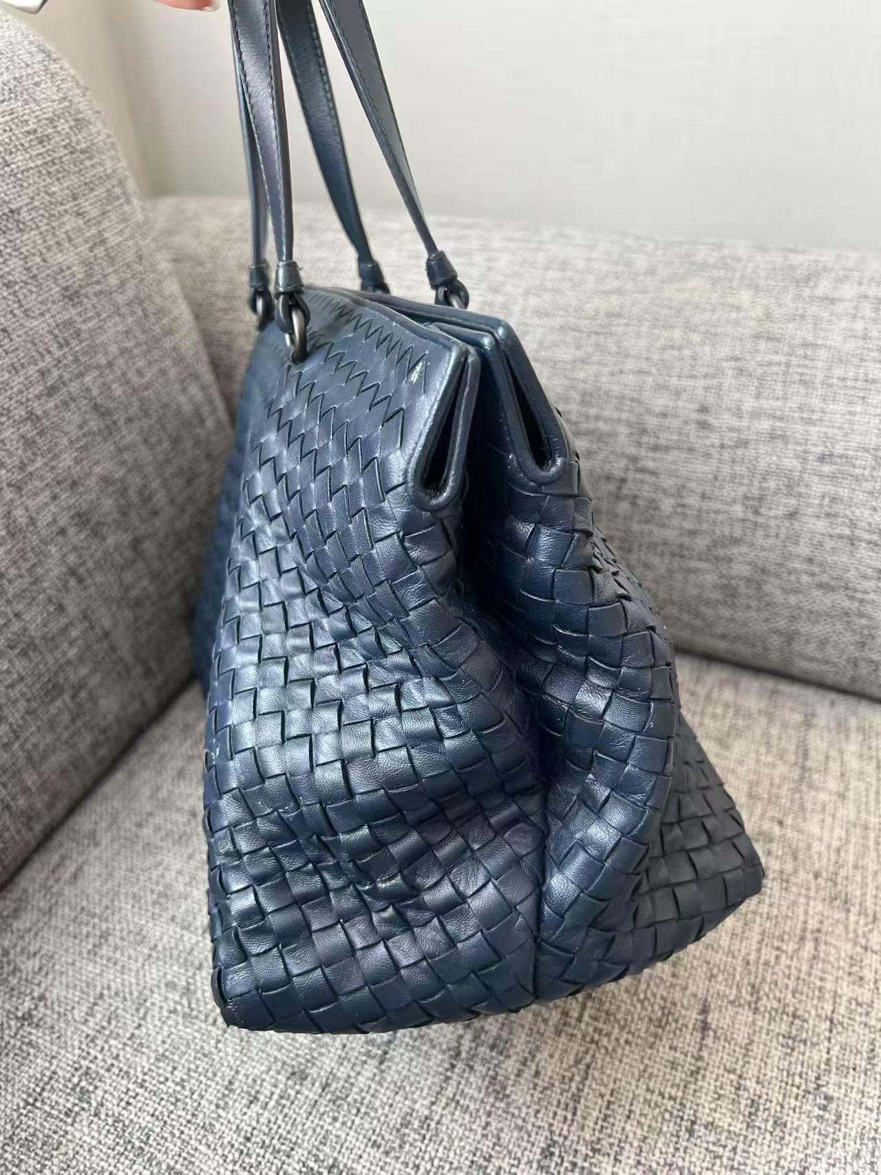 Bottega Veneta Large Intreccio Woven Leather Tote Bag