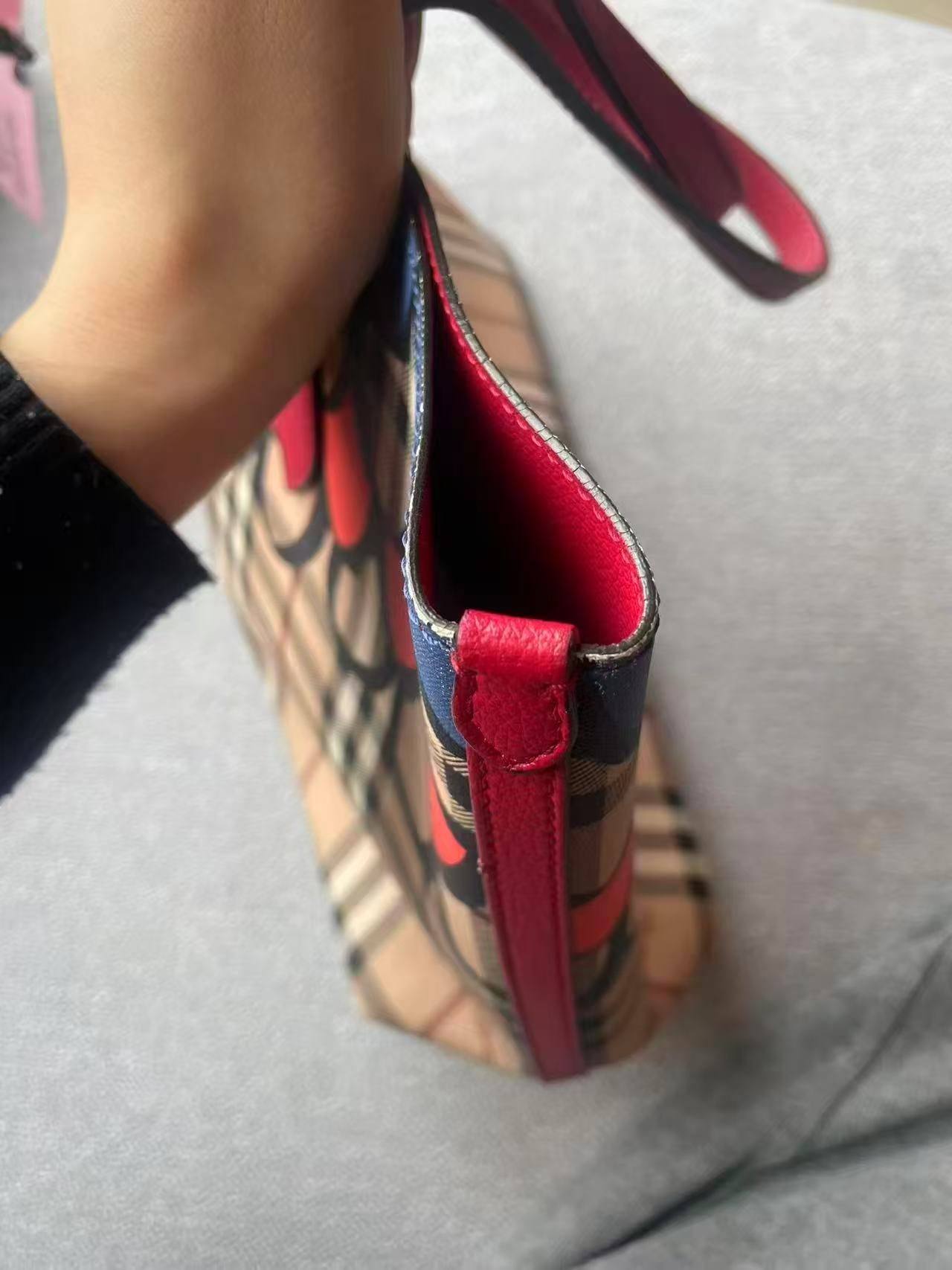 Burberry Trompe L'oeil Print Reversible Canvas Tote Bag