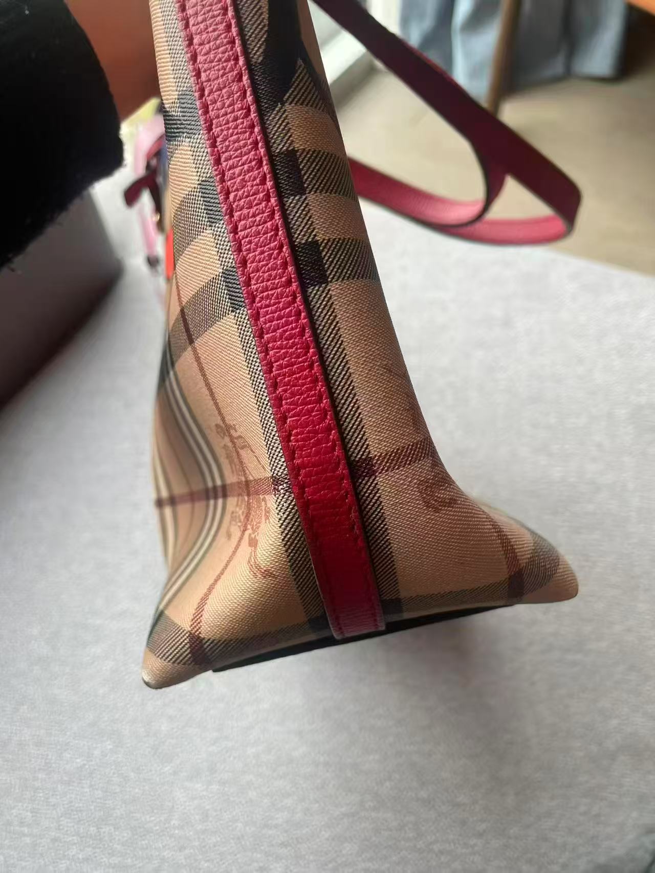 Burberry Trompe L'oeil Print Reversible Canvas Tote Bag