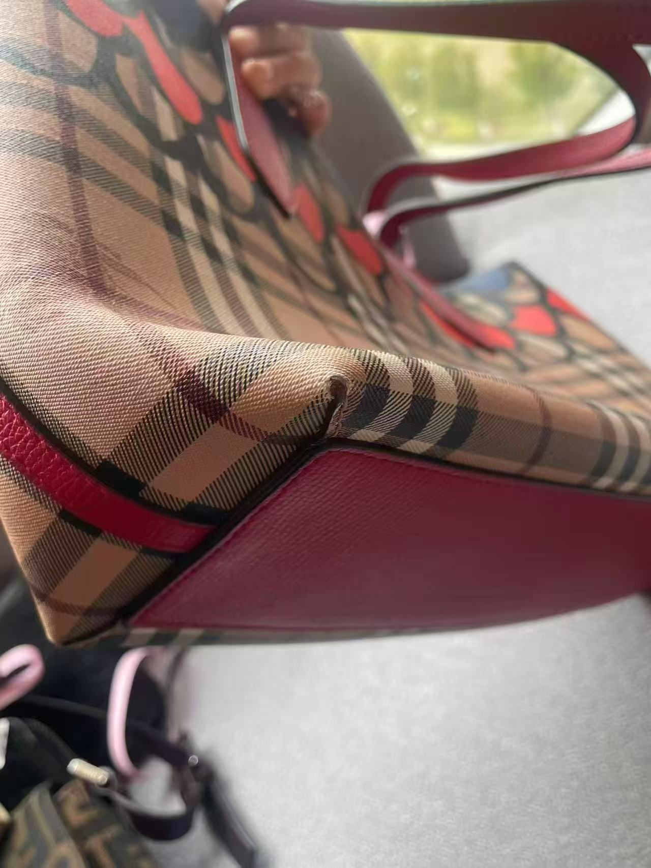 Burberry Trompe L'oeil Print Reversible Canvas Tote Bag