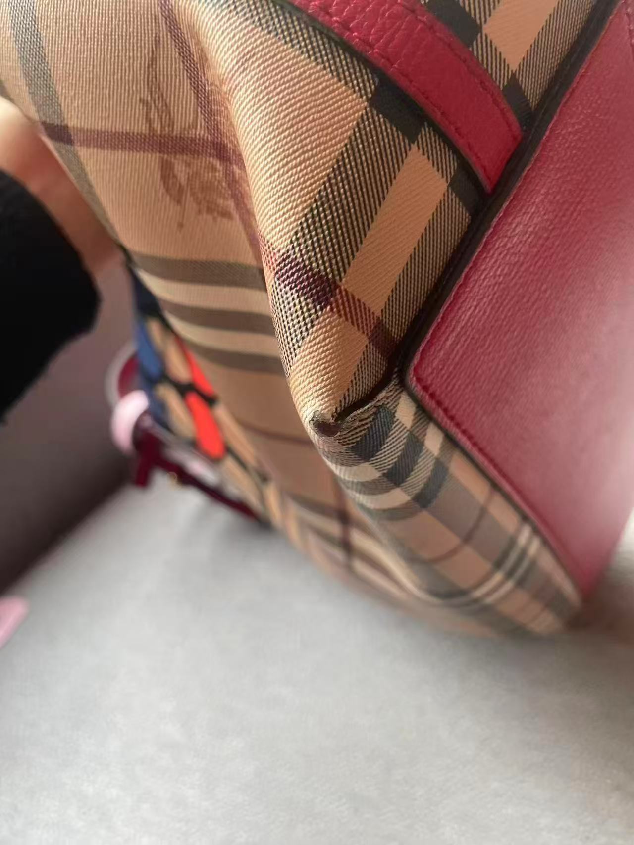 Burberry Trompe L'oeil Print Reversible Canvas Tote Bag