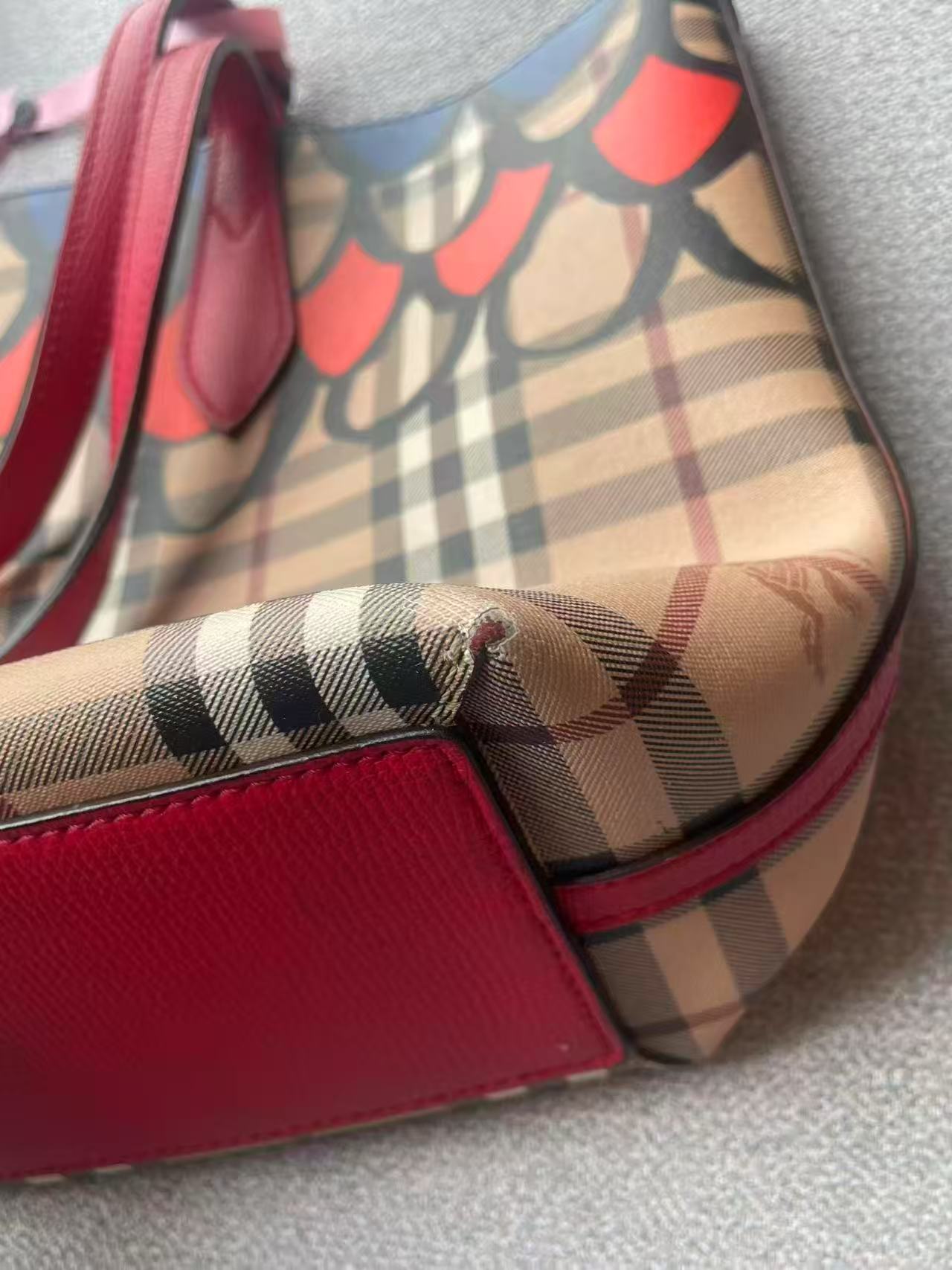 Burberry Trompe L'oeil Print Reversible Canvas Tote Bag
