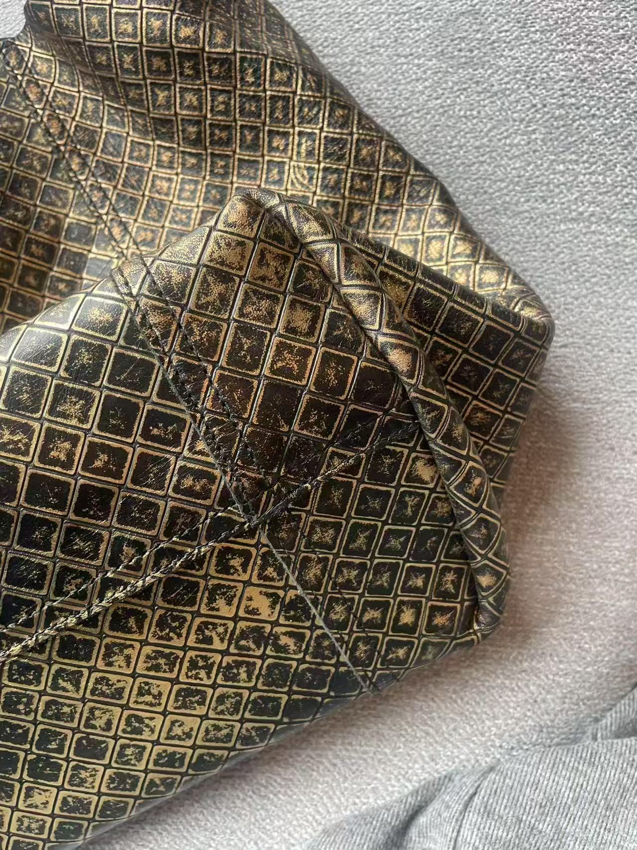 Bottega Veneta Large Intreccio Gold Foil Leather Tote Bag