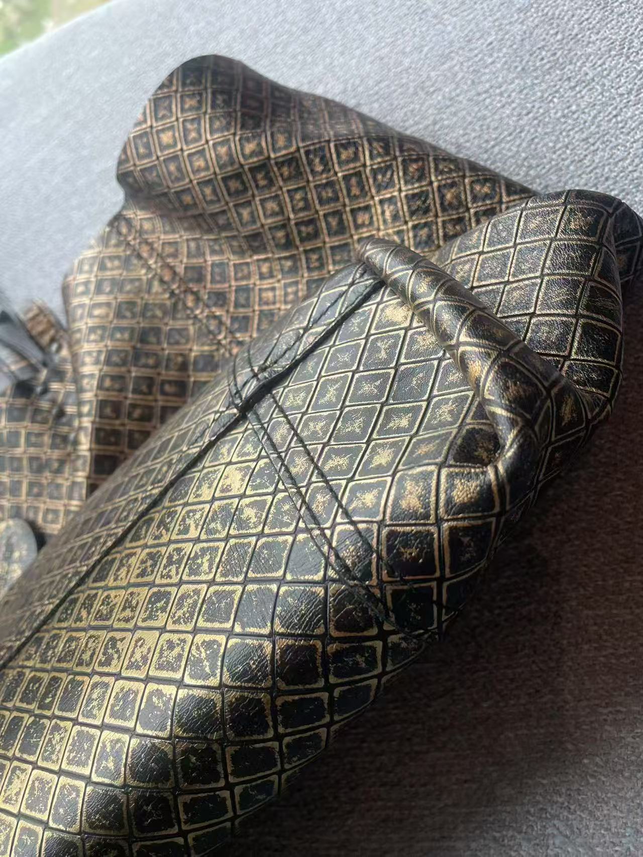 Bottega Veneta Large Intreccio Gold Foil Leather Tote Bag
