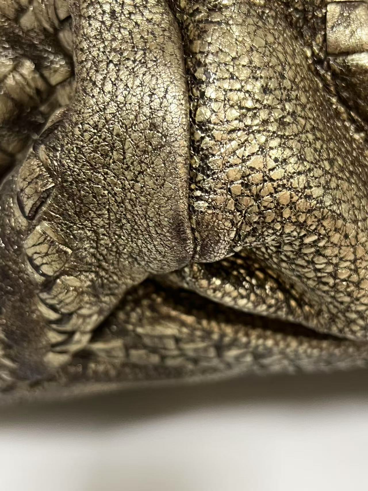 Bottega Veneta Medium Intreccio Woven Metallic Gold Leather Hobo Bag