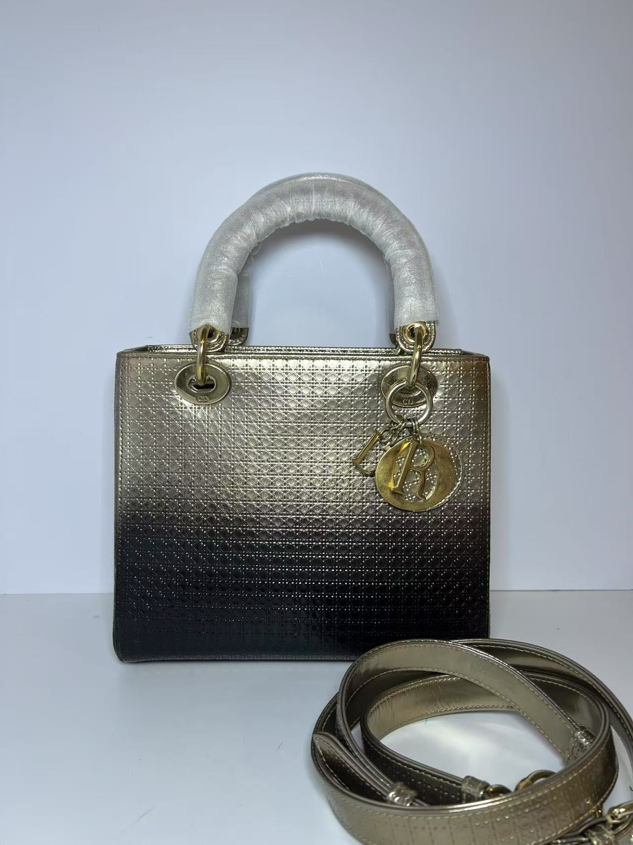 Dior Lady Dior Medium Ombré Micro-Cannage Leather Handbag
