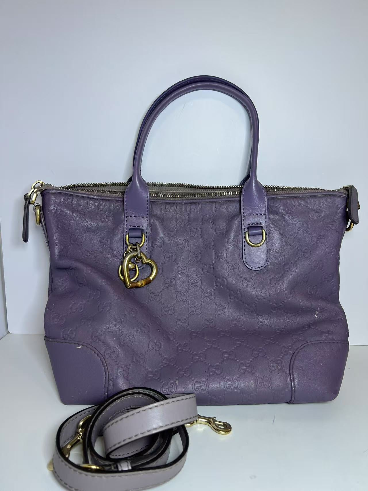 Gucci Medium Guccissima Purple Leather Tote Bag