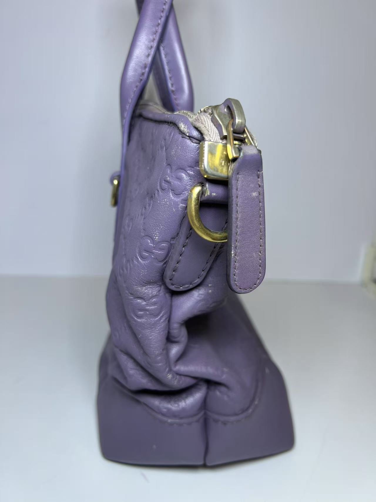 Gucci Medium Guccissima Purple Leather Tote Bag